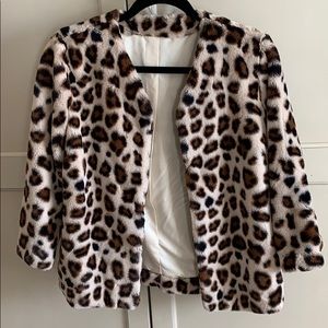 Tyler boe faux fur leopard jacket. Brand new!